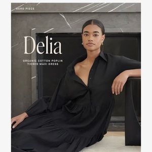 Organic Poplin tiered maxi dress from Modern Citizen (black, L)